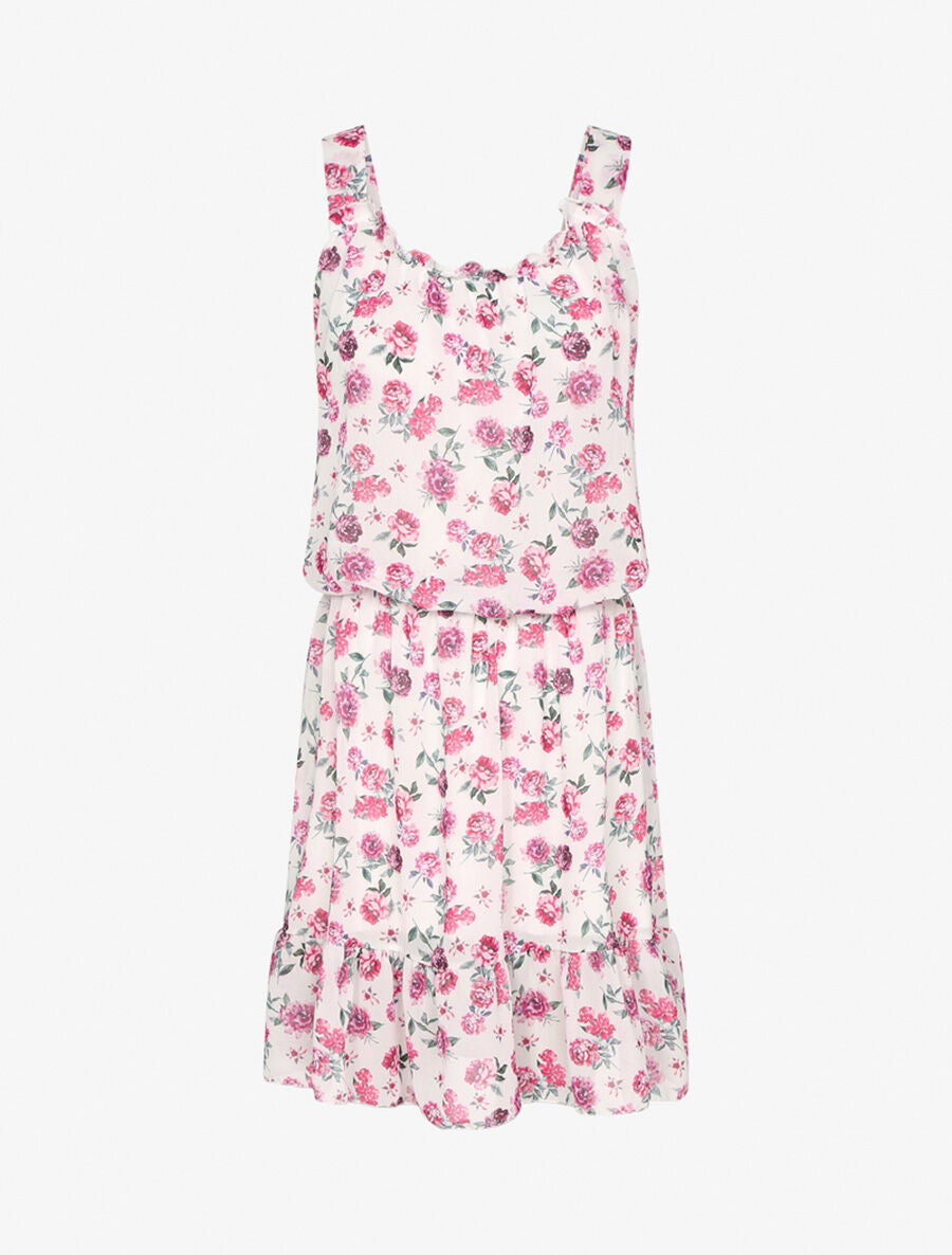 Robe dos nu à bretelles croisées - Blanc/rose - 1