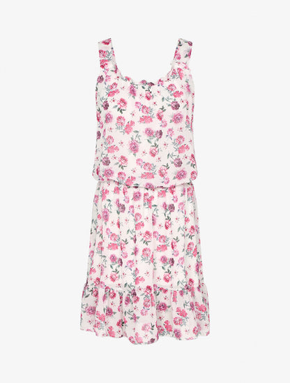 Robe dos nu à bretelles croisées - Blanc/rose - 1