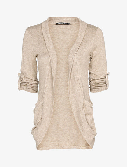 Gilet ouvert à manches rabattables - Taupe - 2
