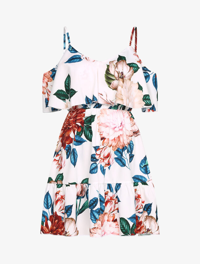 Robe à basques imprimé fleurs sauvages - Blanc - 3