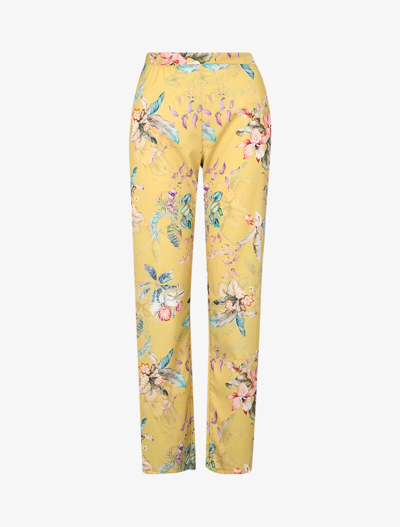 Pantalon ajouré à imprimés - Jaune - 1