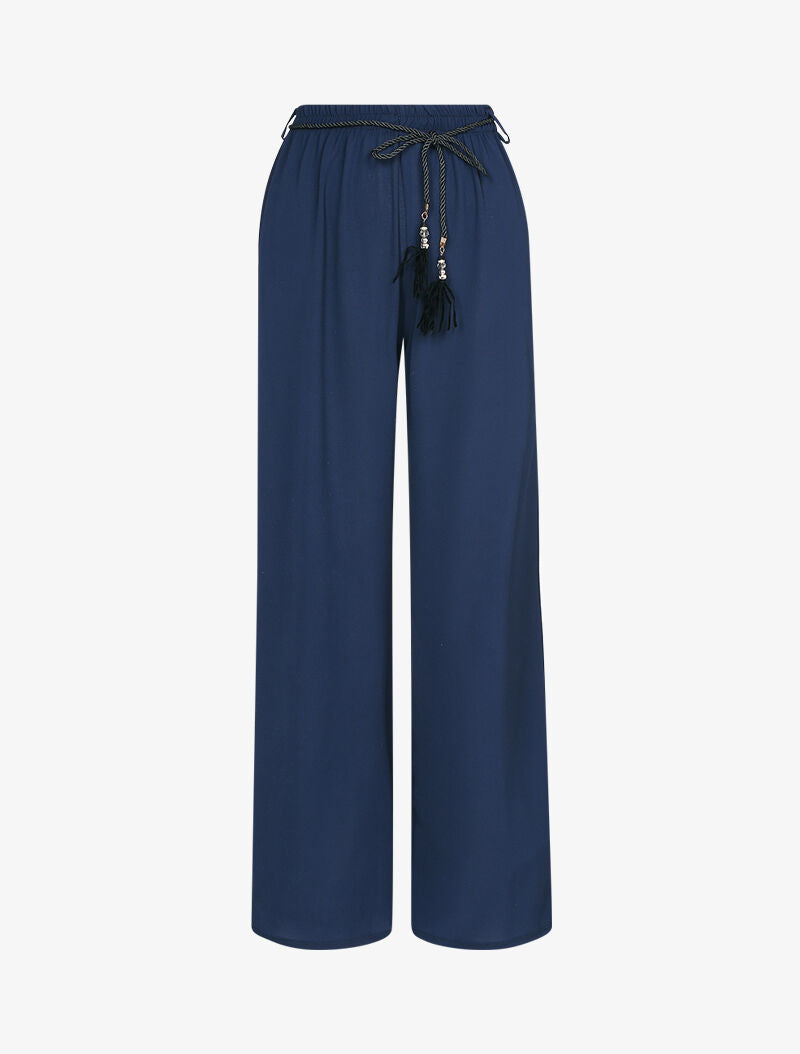 Pantalon ajouré effet crêpe - Marine - 3