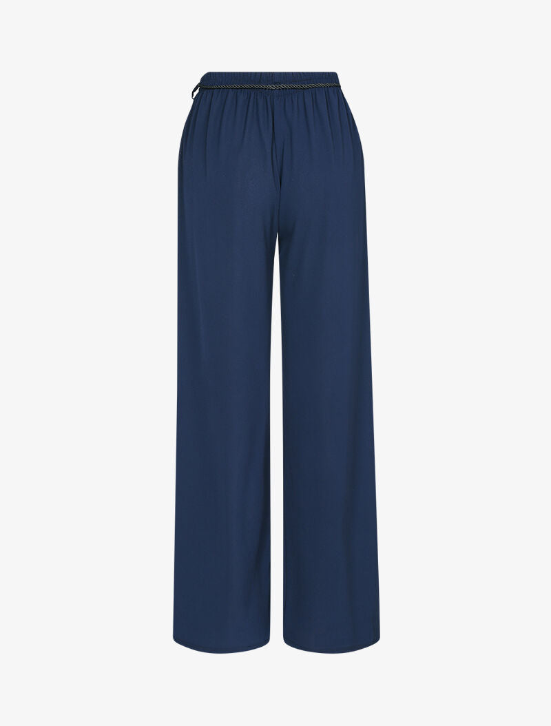 Pantalon ajouré effet crêpe - Marine - 2