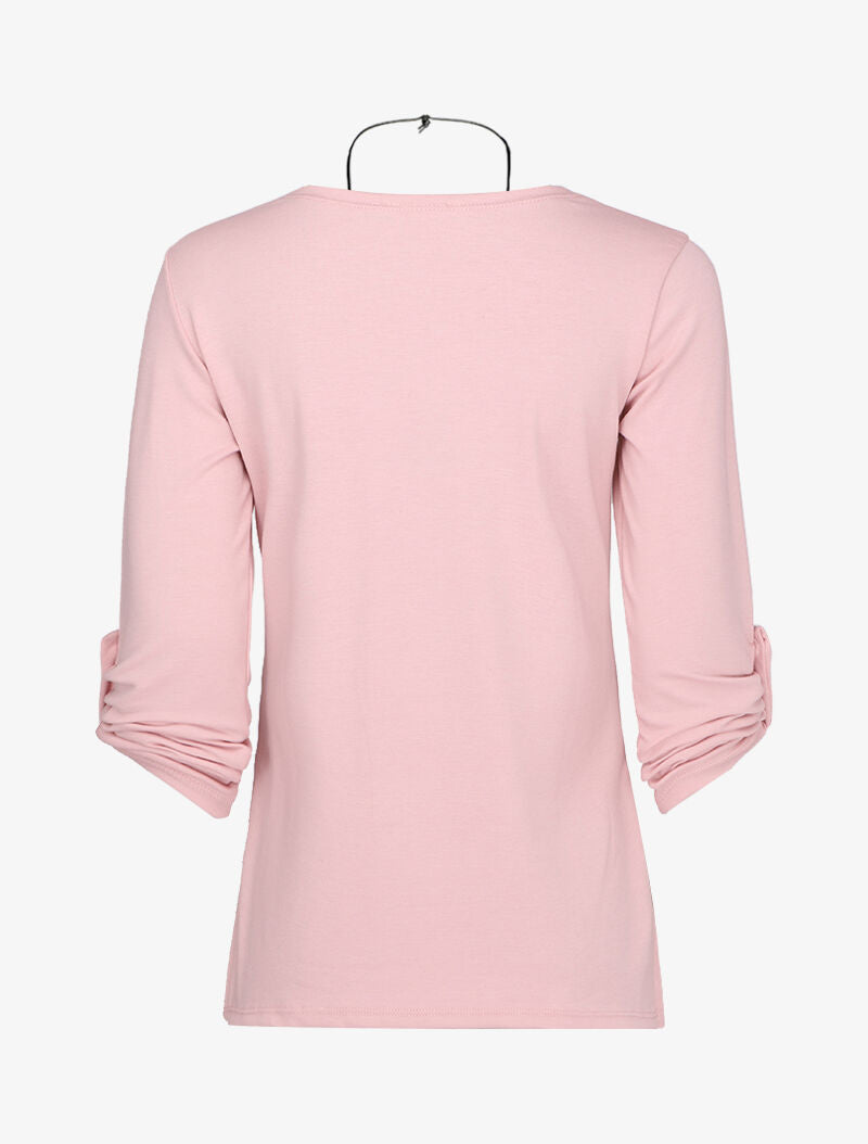 Top à dos long et fentes - Rose pâle - 2