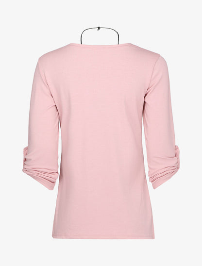 Top à dos long et fentes - Rose pâle - 2
