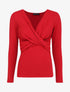 Pull fin à encolure cache-coeur effet drapé - Rouge - 1