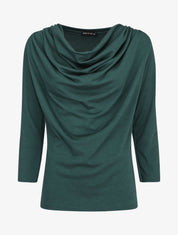 Top à col bénitier et manches 3/4 - Vert sapin - 4