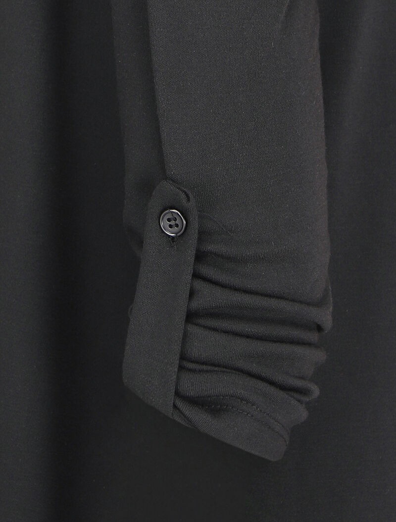 Gilet ouvert à encolure droite et manches 3/4 rabattables - Noir - 3