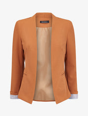Blazer à revers imprimé rayé - Camel - 1