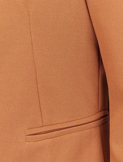 Blazer à revers imprimé rayé - Camel - 3
