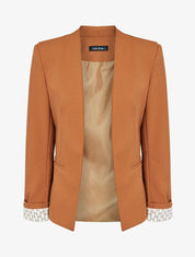 Blazer à revers imprimé graphique - Camel - 4