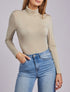 Top basique à col roulé stretch - Beige - 1