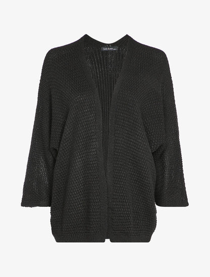 Gilet oversize à manches dolmans et détail en V au dos - Noir - 1