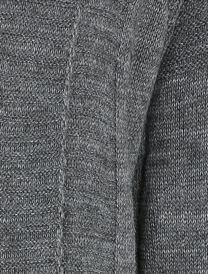 Gilet mi-long à col châle - Gris foncé - 3