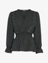 Blouse péplum ornée de borderies - Noir - 1