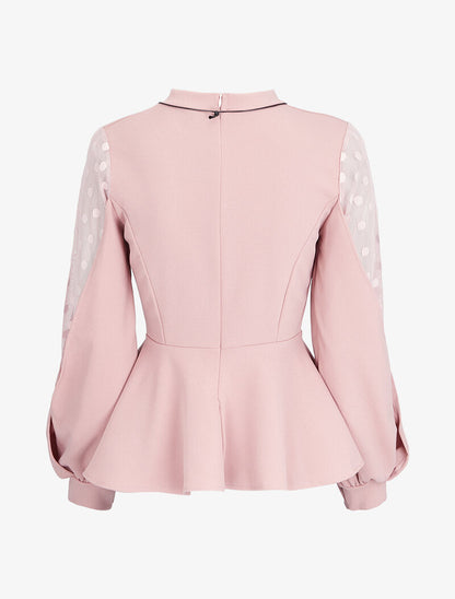 Top bi matière volanté - Rose - 2