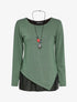 Top côtelé à bords asymétriques et doublure voile - Vert - 4