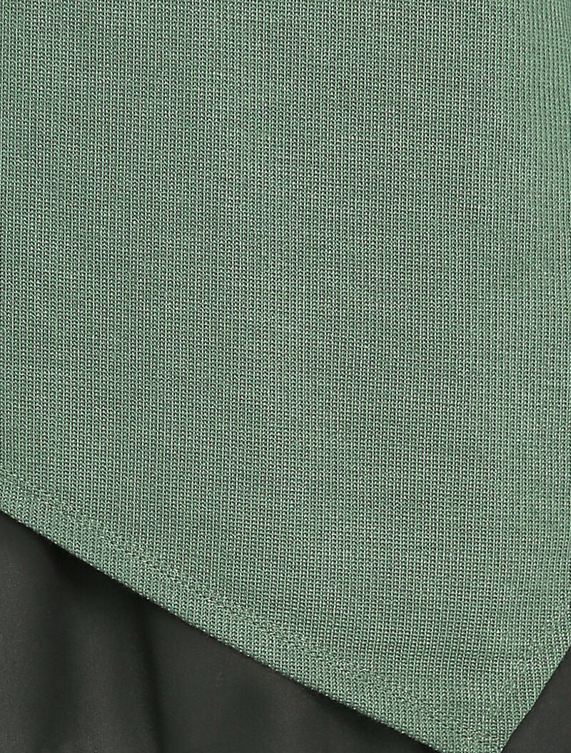 Top côtelé à bords asymétriques et doublure voile - Vert - 3