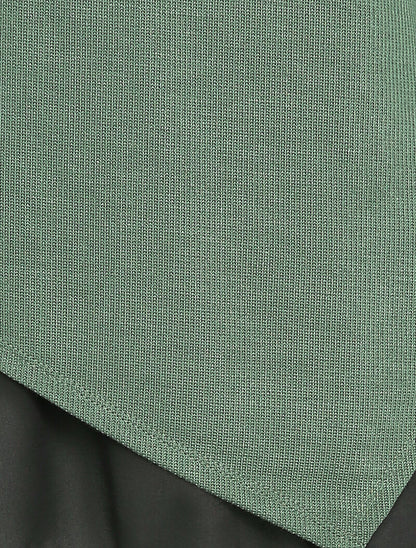 Top côtelé à bords asymétriques et doublure voile - Vert - 3