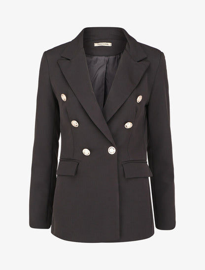 Blazer oversize croisé style officier - Noir - 1
