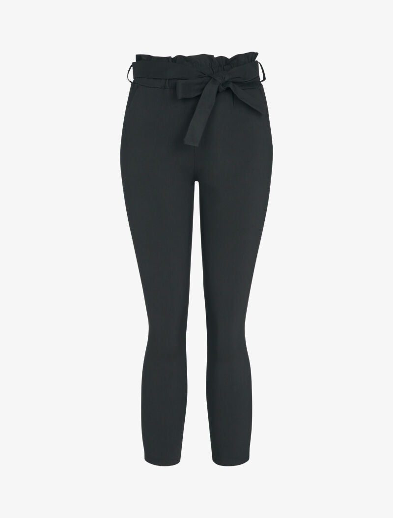 Pantalon carotte à taille élastiquée et froncée - Noir - 3