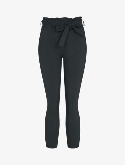 Pantalon carotte à taille élastiquée et froncée - Noir - 3
