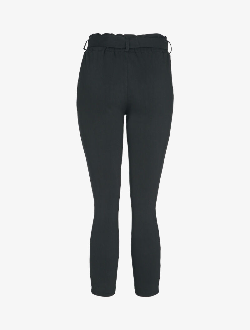 Pantalon carotte à taille élastiquée et froncée - Noir - 2
