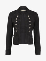Veste courte en suédine style officier - Noir - 4
