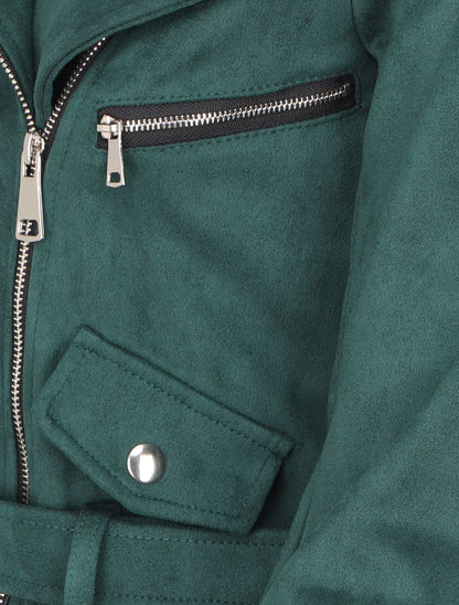 Perfecto en suédine à ceinture à boucle carrée - Vert sapin - 3