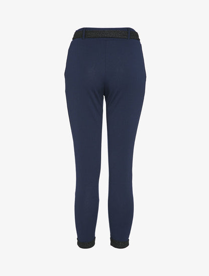 Pantalon 7/8 taille haute coupe carotte - Bleu marine - 2