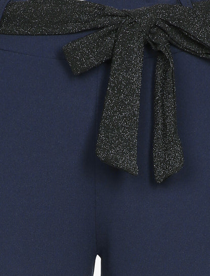 Pantalon 7/8 taille haute coupe carotte - Bleu marine - 3