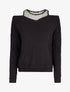 Pull fin à empiècement voile transparent - Noir - 1
