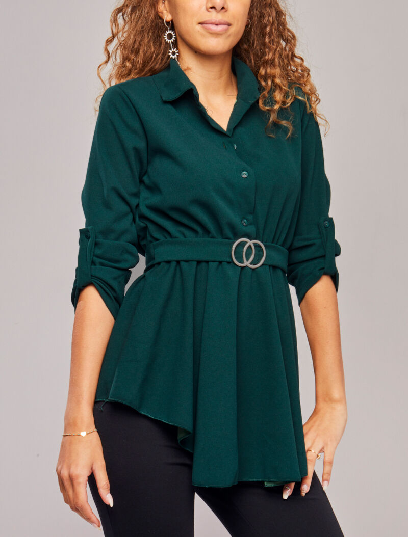 Tunique asymétrique à boucle stylisée - Vert - 4