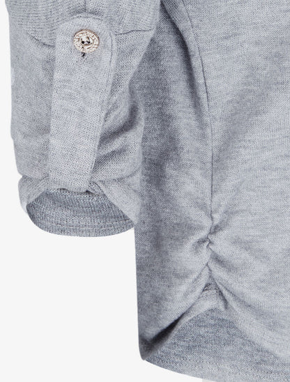 Pull à manches chauve-souris rabattables - Gris chiné - 3