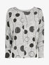 Pull imprimé ronds stylisés à manches raglan et poche - Gris chiné - 1