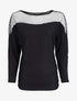Pull fin à empiècement dentelle stretch - Noir - 1
