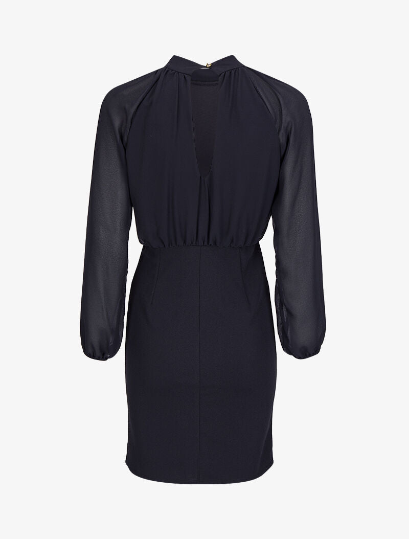 Robe bi-matière ornée de perles - Noir - 2