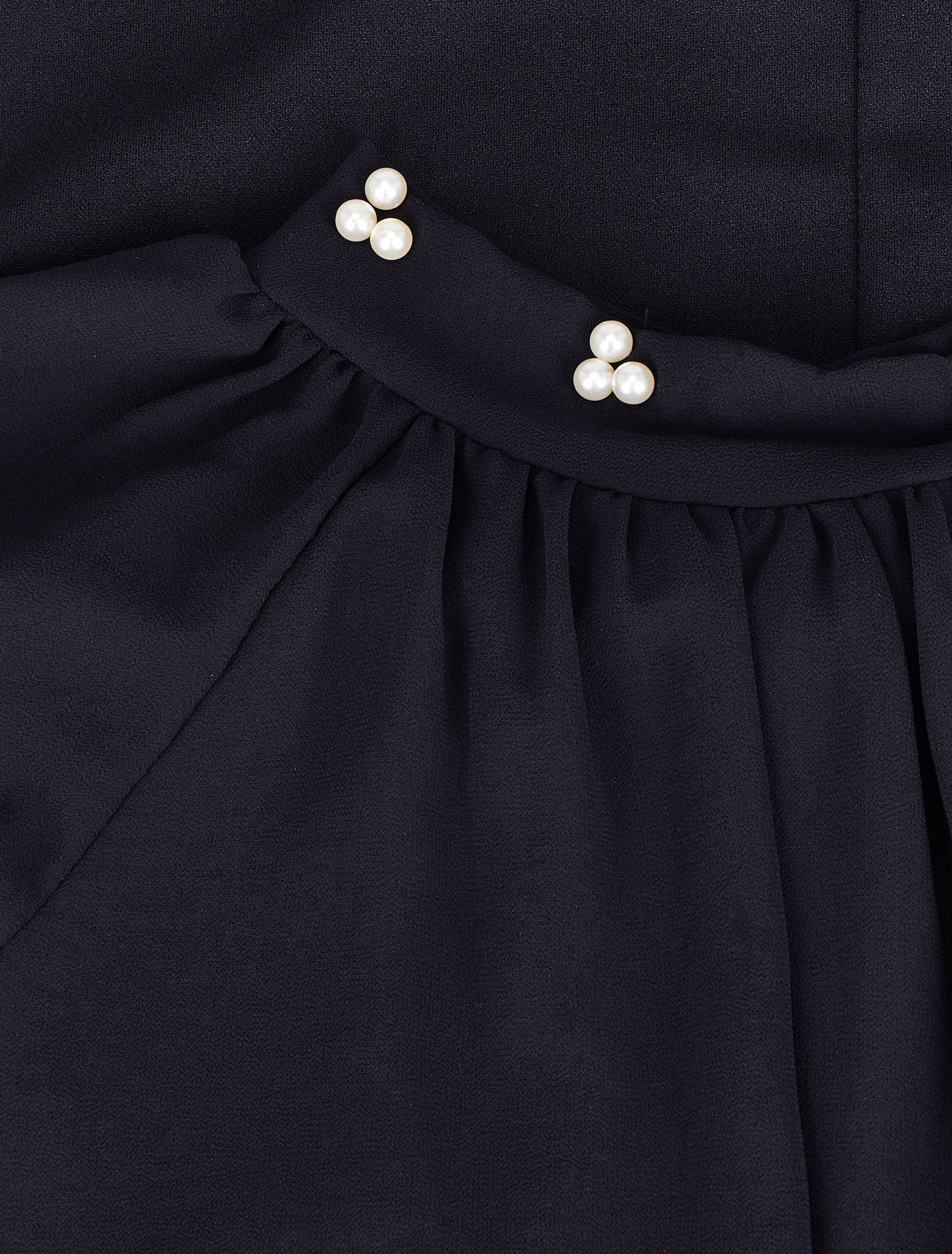 Robe bi-matière ornée de perles - Noir - 3