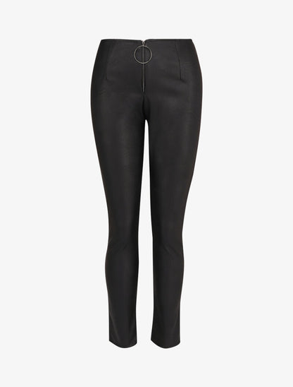 Pantalon en simili à grand anneau - Noir - 4
