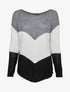 Pull en maille épaisse à motif en V tricolore - Noir - 4