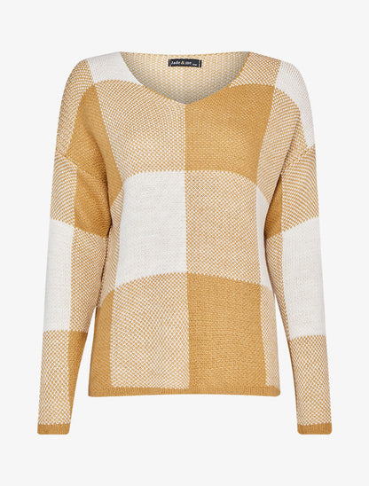 Pull oversize à carreaux - Camel - 4