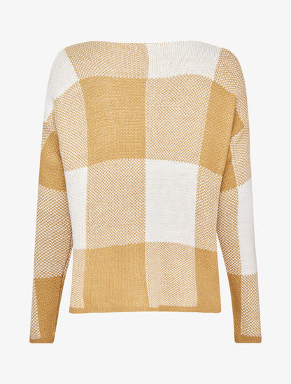 Pull oversize à carreaux - Camel - 2