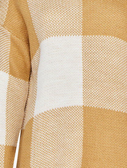 Pull oversize à carreaux - Camel - 3