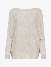 Pull oversize à manches dolman et col bateau - Écru - 1