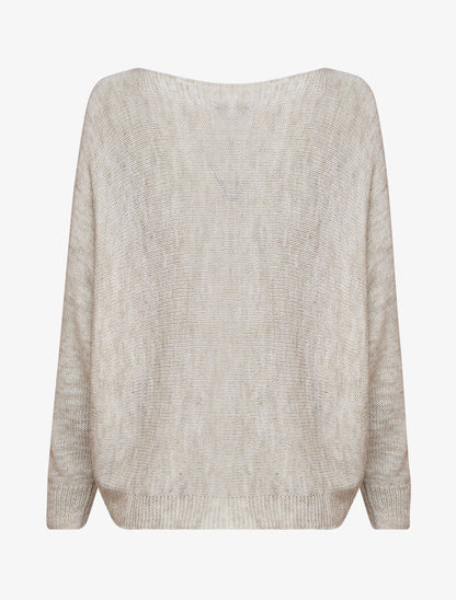Pull oversize à manches dolman et col bateau - Écru - 2
