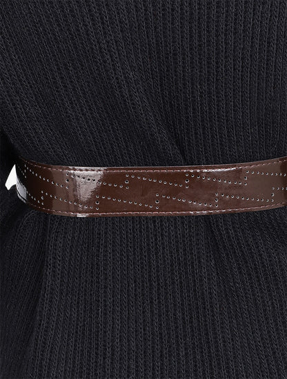 Robe pull asymétrique coupe chauve-souris - Noir - 3