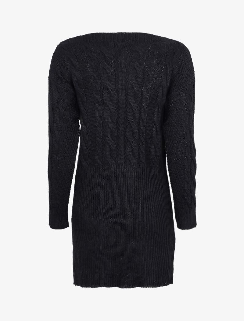Robe pull à maille torsadée - Noir - 2