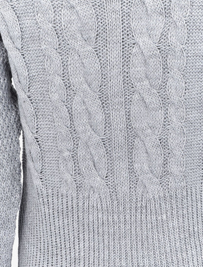 Robe pull à maille torsadée - Gris foncé - 3