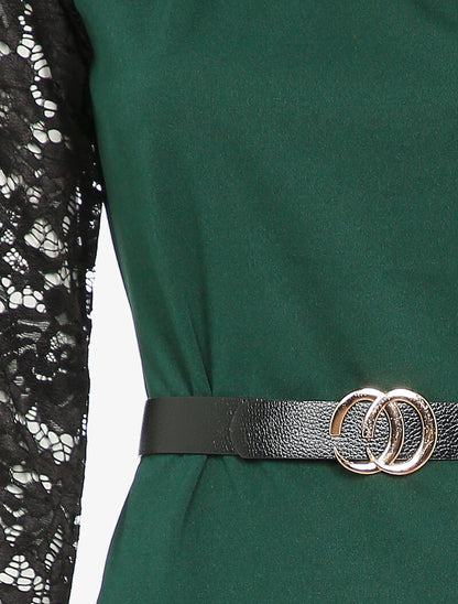 Robe à manches raglan en dentelle - Vert sapin - 3
