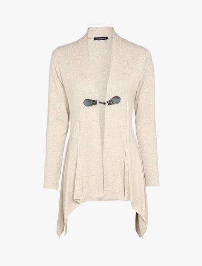 Gilet péplum asymétrique à fermeture crochetée - Beige - 1